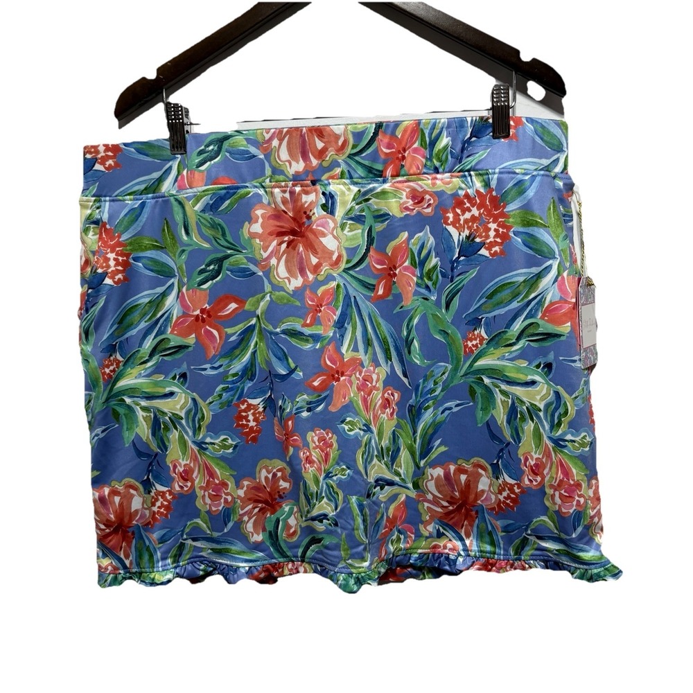 Stella Parker Sport Skort Women XL Tropical Attached Short Stretch Tennis Ruffle
